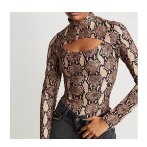 A.l.C. Mock Neck Thong Bodysuit In Python